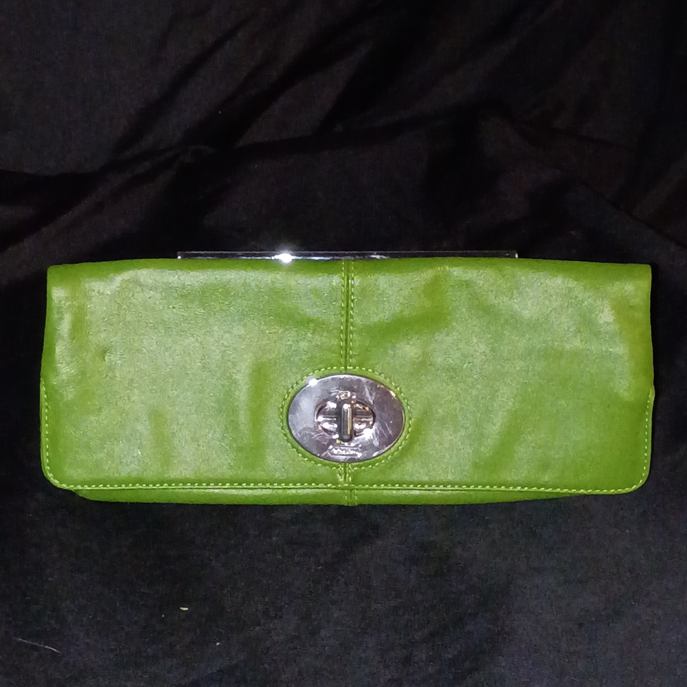 Coach Vibrant Green Wristlet Clutch